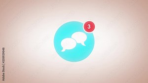 Social Network Icon With Numbers Count/ Animation of a cool social network icon with comments counting number, twitch, glitch and noise distorted effects