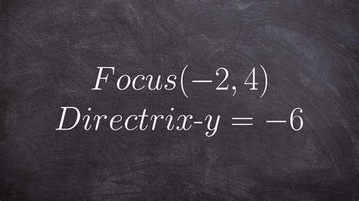 Write the equation of a parabola in standard form given the focus and directrix