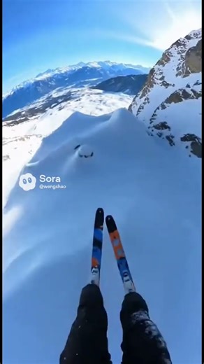 Insane Mountain Dive Skiing! ❄️🔥 High-Speed Ice Run