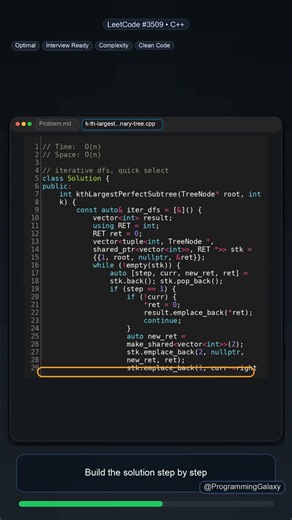 K-th Largest Perfect Subtree Size in Binary Tree in C++ | Fast LeetCode Solution #shorts