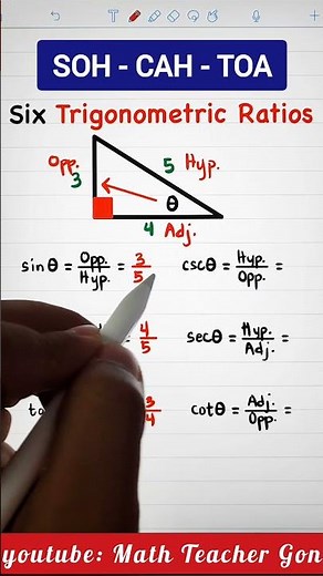 SOH - CAH - TOA Trigonometric Ratios #mathteachergon #trigonometry #sohcahtoa #AkosiTeacherGon