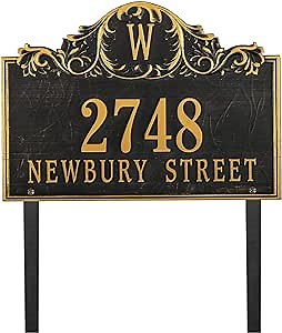 Address Sign Plaque LAWN MOUNTED - Personalized Metal Large House Numbers Sign Plaque Plate for Lawn,Garden,Yard,Ground - House Address Numbers for Outside House 911 Visibility with Stake