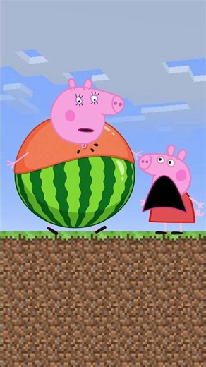 Mummy Pig Gets a Giant Watermelon Belly! #peppapig #minecraft #animation