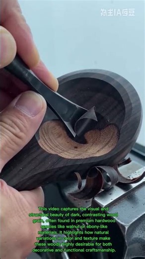 The dark, contrasting grain of the wood is often seen in species used for decorative