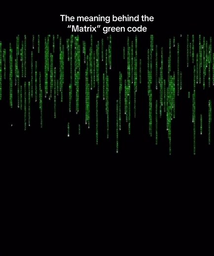 The falling green characters at the beginning of all of the Matrix films have become perhaps the most recognisable visual from the film. This code uses a custom typeface designed by Simon Whiteley, which includes mirror images of half-width kana characters and Western Latin letters and numerals. In a 2017 interview at CNET, he attributed the design to his wife, who comes from Japan, and added,