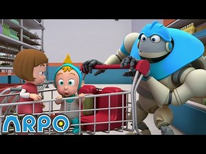 Racing at the supermarket | ARPO The Robot | Robot Cartoons for Kids | Moonbug Kids