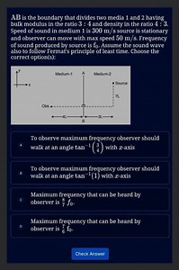 \mathrm{AB} is the boundary that divides two media 1 and 2 havi... | Filo
