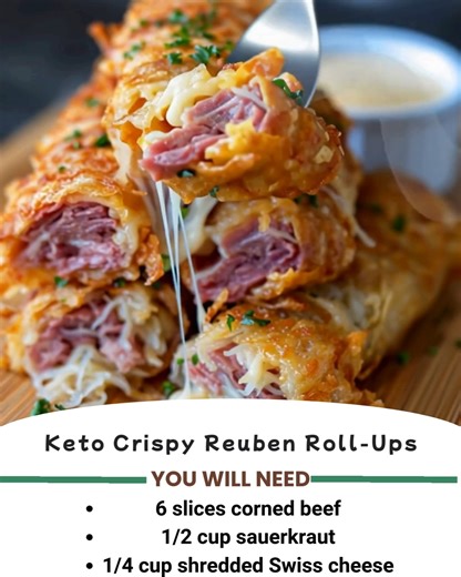 🥬🧀 Keto Crispy Reuben Roll-Ups 🌯 All the bold deli flavors you love—crispy, cheesy, tangy—wrapped into a low-carb, golden bite! | Cooking with Sabrina