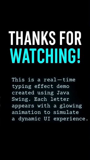 Glowing Typing Effect in Java Swing ✨ | Real-Time Animation with Pure Java! #shorts