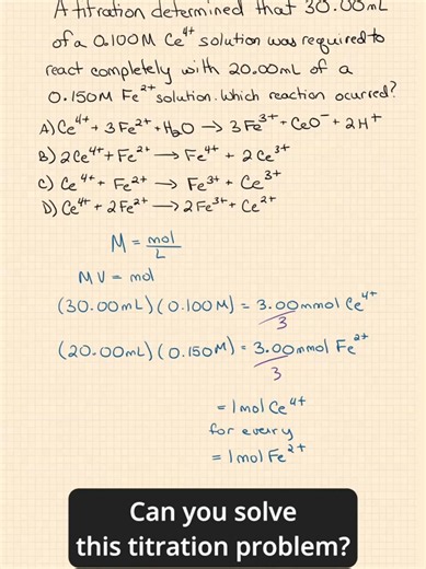 How to use redox titrations to balance reaction stoichiometry using molarity, millimolarity and volume. Helpful for MCAT, DAT, OAT and ACS exam prep.#chemistry #chemistrytips #chemistrytutor #chemistryteacher