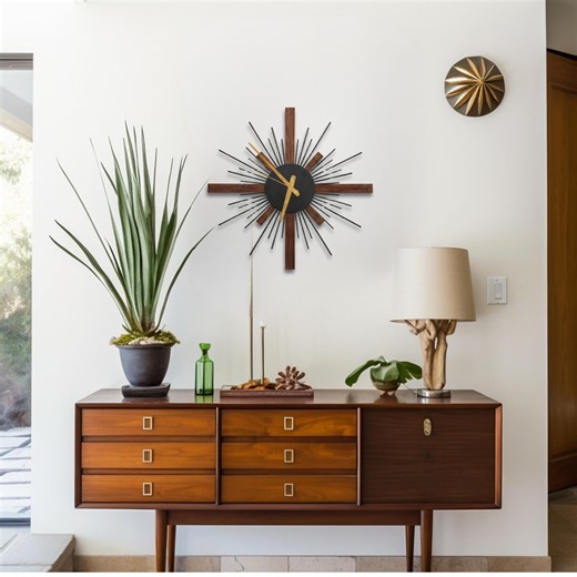 Sunburst Wooden Wall Clocks, Oversized Wood Clock, Modern Kitchen 20 İnches Clock - Etsy