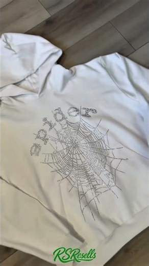 Sp5der white rhinestone hoodie shining clean ⚪️#youtubeshorts #viral #trending #reels #yt #fyp