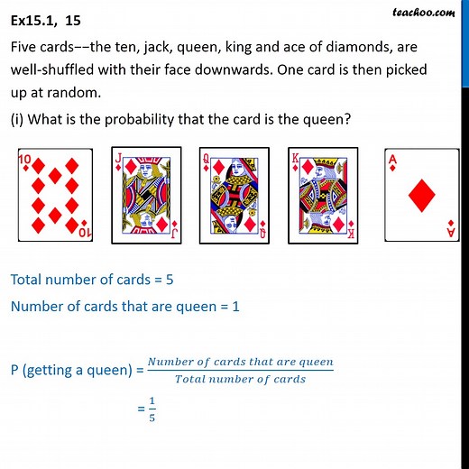 Ex 14.1, 15 - Five cards - the ten, jack, queen, king, ace