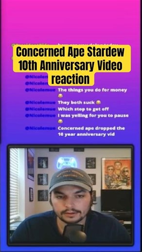Concerned Ape 10 year anniversary video for #stardewvalley 👀 #reaction #concernedape #memes #shorts