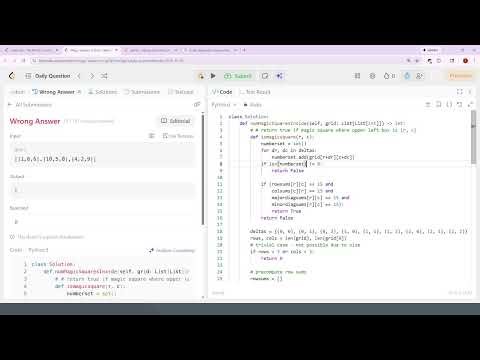 840. Magic Squares In Grid [Med] | Leetcode Daily | 12-30-25