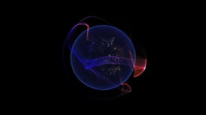 A blue star with a swirling atmosphere. The magician's tool is a magic ball. Abstract animation.