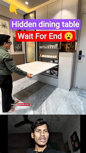 Hidden Dining Table with Rack Storage | Smart Space Saving Idea 🍽️ #shorts #diningtable #storage