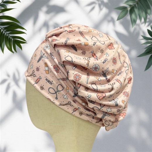 Nurse Print Bouffant Scrub Cap on Light Pink - Etsy
