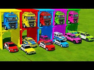 TRANSPORTING ALL POLICE CARS and AMBULANCE EMERGENCY VEHICLES WITH MERCEDES POLICE TRUCKS ! FS22