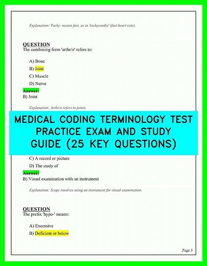 Medical Coding Terminology Practice Exam: 25 Key Questions & Comprehensive Study Guide