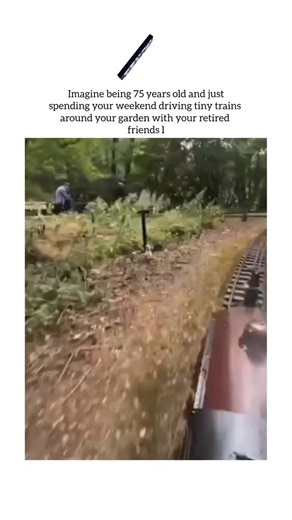 the laugh spot on Instagram: "This video is a heartwarming and whimsical look at a hobby that perfectly captures the "inner child" in all of us. Here is a breakdown of what makes this video special: Video Overview The footage shows a group of 75-year-old retirees spending their weekend in a lush, green garden. However, this isn't a typical garden—it features an extensive network of miniature train tracks winding through the trees and bushes. Key Highlights Live-Steam Engines: The trains are deta