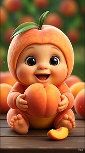 Sweetest Little Peach! 🍑 Adorable Baby Eats a Juicy Peach 🥰 | Cute Baby Video