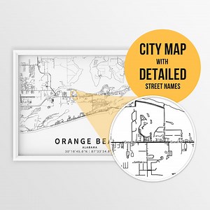 Printable Map of Orange Beach, Alabama, USA With Street Names - Instant Download \ City Map \ Travel Gift \ City Poster \ Road Map Print - Etsy