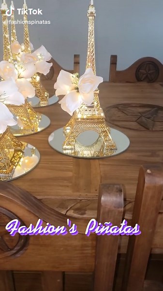 Elegant Parisian Themed Centerpieces for Quinceañera | Paris Decorations