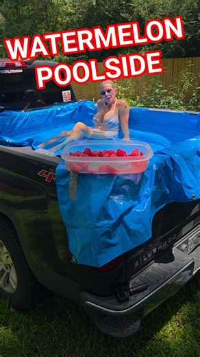 Round 2 Truck Pool + Watermelon Party! 😂💦 #husbandwife #wife #fun #truck