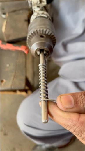 Simple Iron Wire Spring Making on Drill Machine | Handmade Pressure Spring #shortsvideo