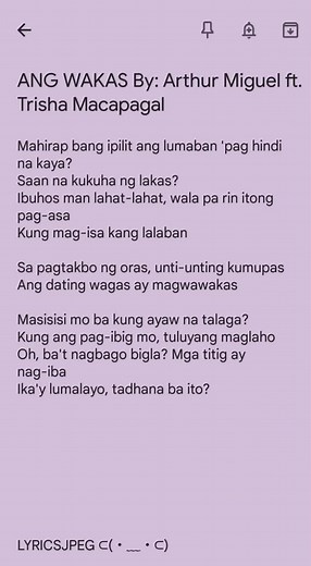 Ang Wakas Lyrics English - Arthur Miguel ft. Trisha Macapagal