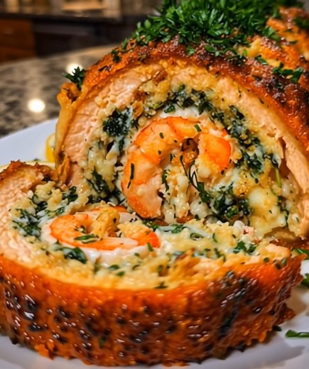 Cheesy Stuffed Salmon with Garlic Lemon Cream Sauce A show-stopping, melt-in-your-mouth dinner bursting with bold flavor — tender salmon fillet stuffed with creamy cheese and herbs, then draped in a garlicky lemon cream sauce for an indulgent, restaurant-quality meal made right at home. Ingredients: For the Salmon: 1 large skinless salmon fillet (about 2 lbs / 900 g) 1 tablespoon olive oil 1 teaspoon lemon zest Salt and black pepper, to taste For the Filling: 4 oz (115 g) cream cheese, softened 