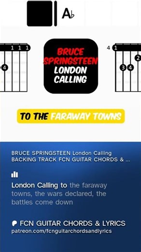 BRUCE SPRINGSTEEN London Calling BACKING TRACK FCN GUITAR CHORDS & LYRICS #scrollingchords #rock