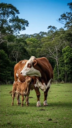 Australian Cow and Calf in the Wild