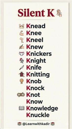 K Silent in English | Silent K Words in English | Learn with Kadir