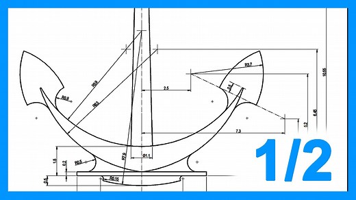 Autocad - 1/2 Ejercicio paso a paso dibujando Ancla 2D. Práctica 2D Autocad. | Saber Programas
