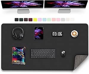 47.2" x 23.6" Large Desk Pad Mat - Non-Slip PU Leather Desk Mat, Large Mouse Pad, Computer Mat for Keyboard Mouse, Waterproof Desk Writing Mat, Desk Blotter Mat for Work (Black)