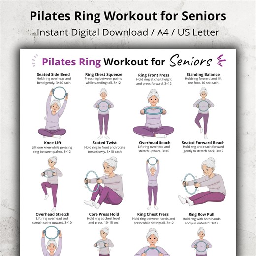 Pilates Ring Workout for Seniors Poster, Seated Pilates Ring Full Body Exercises Printable PDF, at Home Pilates Exercises for Older Adults - Etsy UK