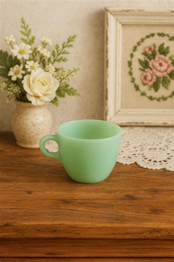 Vintage Fire King Jadeite Mug St. Dennis - Etsy