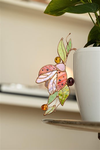 Stained Glass Ladybug Plant Stake: Garden Decor With Crystal Drops - Etsy Canada
