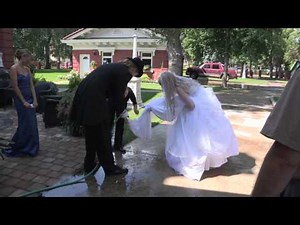Bride "hosing off" her dress