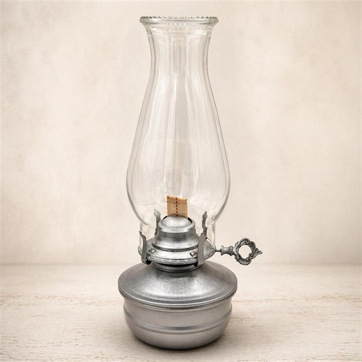 Vintage Metal Oil Lamp | Pewter Tone Finish Kerosene Style Lamp | Hong Kong Mid Century Cottage Decor - Etsy