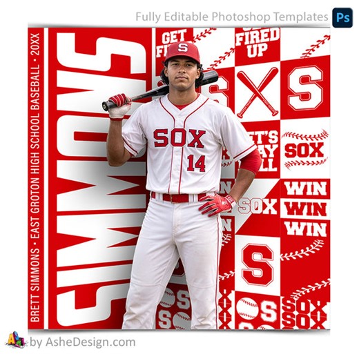 Baseball Social Media Template for Photoshop - Media Day