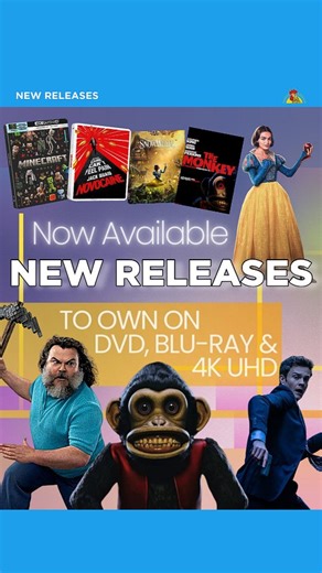 New Film Releases now available on DVD, Blu-Ray & 4K UHD at #SunriseRecords 🐓💿 (As of Tuesday, June 24th, 2025) • "A Minecraft Movie" (DVD, Blu-Ray, 4K UHD & 4K UHD Steelbook) • "Novocaine" (DVD and 4K UHD) • "Disney's Snow White (2025)" (DVD & Blu-Ray) • "The Monkey" (DVD & Blu-Ray) Be sure to check your local Sunrise Records every Tuesday for new visual releases! #Film #Movie #NewReleases #2025 #Action #Gaming #Family #Horror #Minecraft #JackBlack #Disney #SnowWhite #Novocaine #Explore #Reel