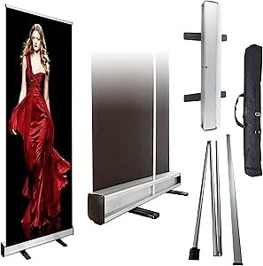 Retractable Roll up Banner Stand 33.5''x 81'' Display Stand Conference Advertising Display Trade Show Stand for Store Sign, Weddings & Events - Portable Exhibit Display (Stand ONLY)