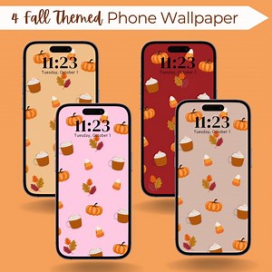 4 Fall Themed Phone Background, Set of 4 Cozy Cute Fall Vibes Wallpaper, Pumpkin iPhone Background, Fall Aesthetic Background for Androids - Etsy Canada