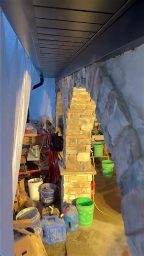 Stone arch work,Cleaning any unnecessary excess mortar cement using a tuck pointer #satisfying #fun