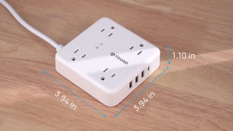 TROND Surge Protector Power Strip with USB Ports, 5ft Flat Plug Extension Cord with Multiple Outlets, 1440J, Wall Mount for Home Office Dorm Room Essentials, White