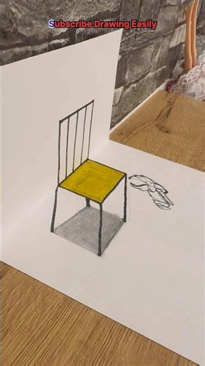 A 3D chair, but drawn on 2D paper, don't ignore me, Subscribe if you like it..#shorts #drawing #art