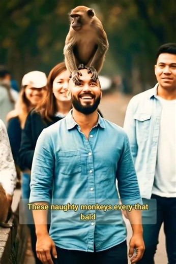 When Monkeys See a Bald Head 😂 | Funniest Monkey Moment #shorts #monkey #bandar